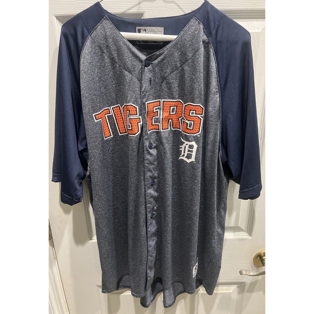 True Fan Detroit Tigers MLB Baseball Jersey Mens XL Grey Genuine Merchandise